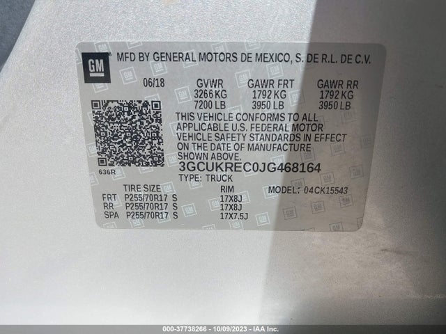 Chevrolet Silverado 1500 Lt 2018 3GCUKREC0JG468164 Image 9