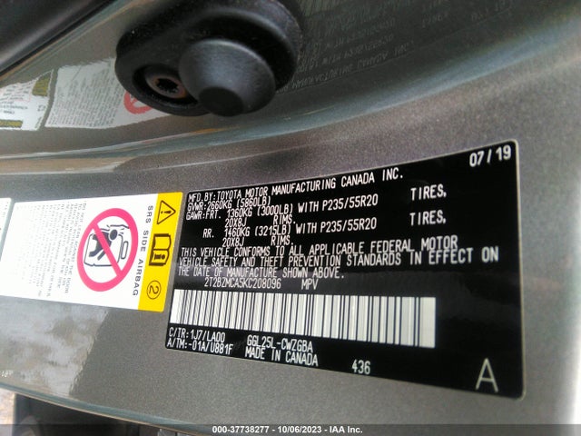 2T2BZMCA5KC208096 Lexus Rx Rx 350