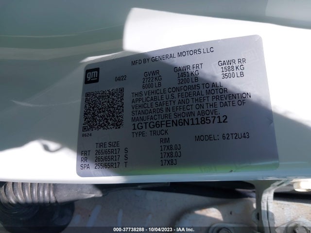 Продаж на аукціоні авто 2022 Gmc Canyon 4wd  Long Box At4 - Cloth, vin: 1GTG6FEN6N1185712, номер лоту: 37738288