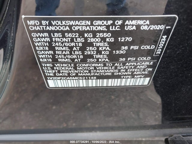 1V2DP2CA5MC521148 Volkswagen Atlas 2.0t Se