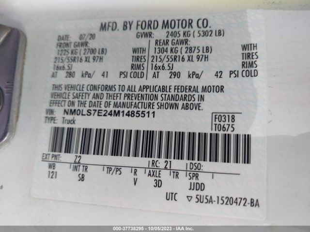 NM0LS7E24M1485511 Ford Transit Connect Van Xl