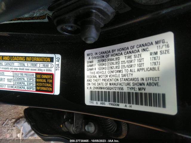 Honda CR-V EX 2016 2HKRM4H56GH721956 Image 9