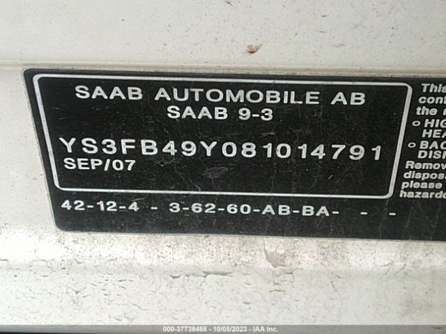 2008 SAAB 9-3 YS3FB49Y081014791 Photo 8