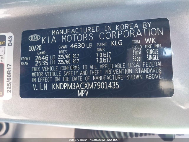 KIA Sportage Lx 2021 KNDPM3ACXM7901435 Image 9