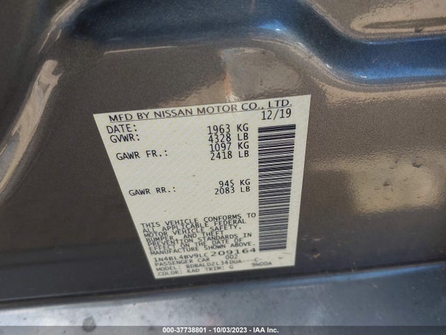 Nissan Altima 2.5 S 2020 1N4BL4BV9LC209164 Image 9