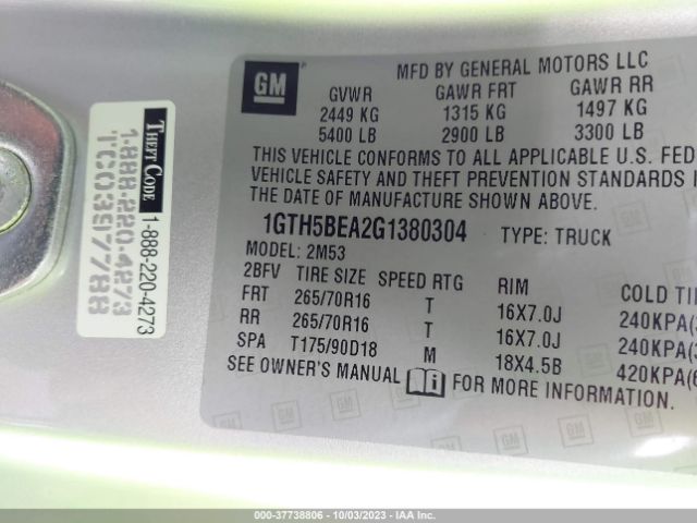 1GTH5BEA2G1380304 GMC Canyon 2wd