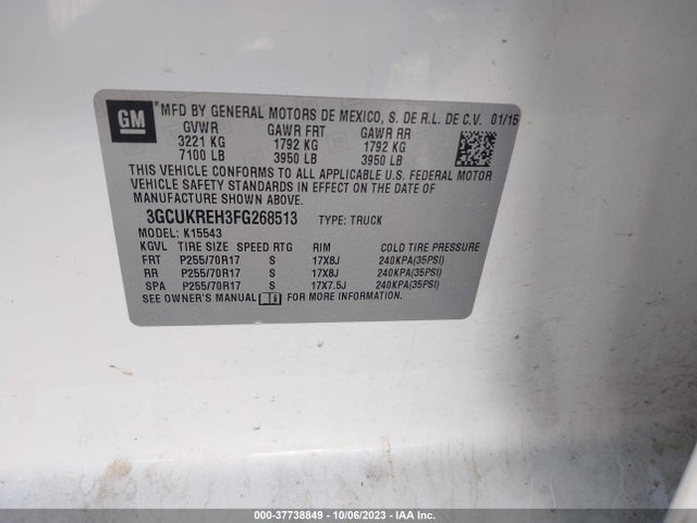 Chevrolet Silverado 1500 Lt 2015 3GCUKREH3FG268513 Image 9