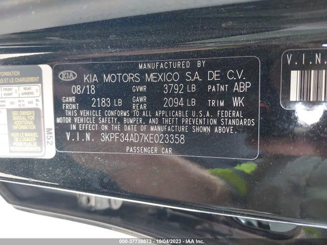 KIA FORTE S 2019 3KPF34AD7KE023358 Image 9