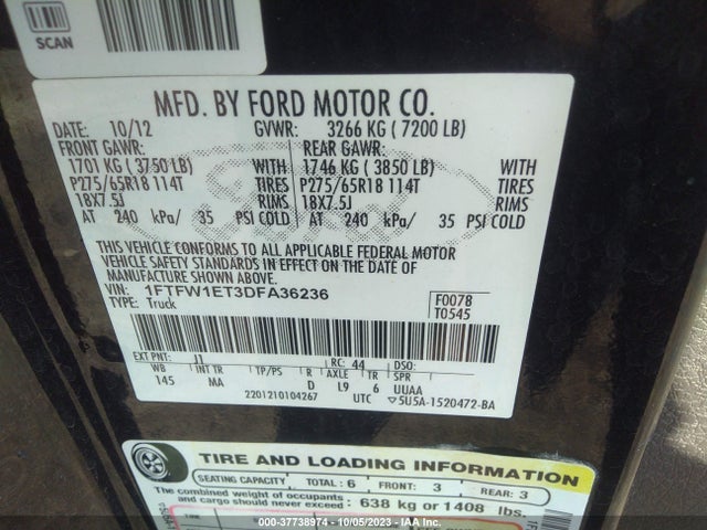 2013 FORD F-150 1FTFW1ET3DFA36236 Photo 8