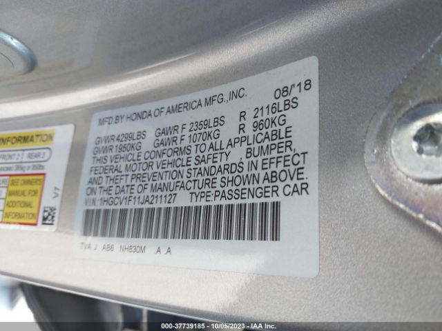 1HGCV1F11JA211127 Honda Accord Sedan Lx 1.5t