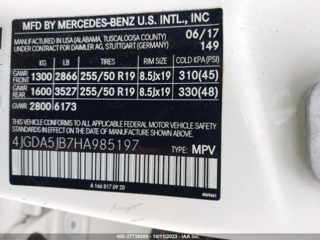 4JGDA5JB7HA985197 Mercedes-Benz Gle Gle 350
