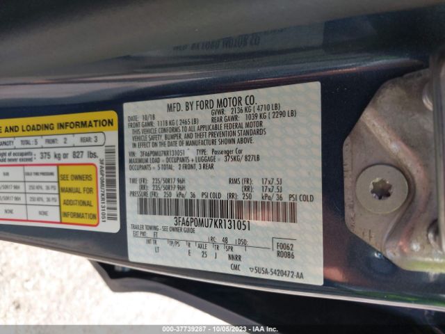 3FA6P0MU7KR131051 Ford Fusion Hybrid Sel