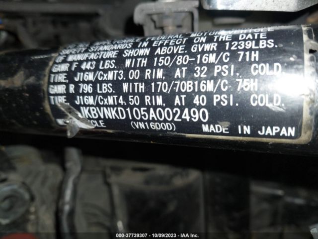 2005 KAWASAKI VN1600 JKBVNKD105A002490 Photo 9