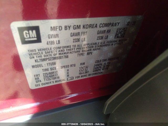 Chevrolet Trailblazer Lt 2021 KL79MPS23MB001766 Image 9