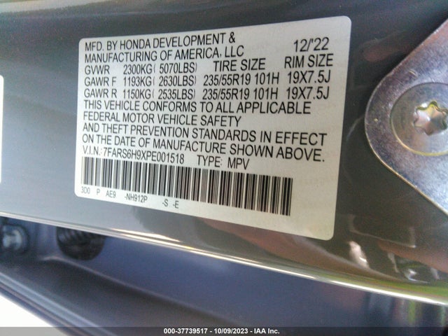 2023 HONDA CR-V HYBRID SPORT TOURING VIN: 7FARS6H9XPE001518