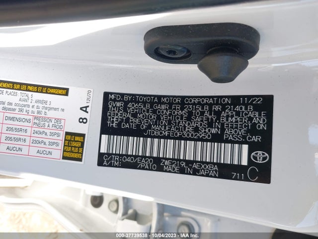 Toyota Corolla Hybrid 2023 JTDBCMFE0P3002950 Image 9