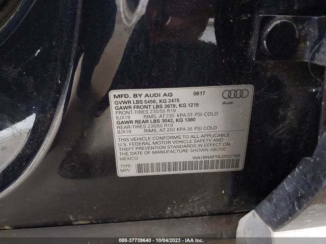 WA1BNAFY5J2022766 Audi Q5 Premium Plus