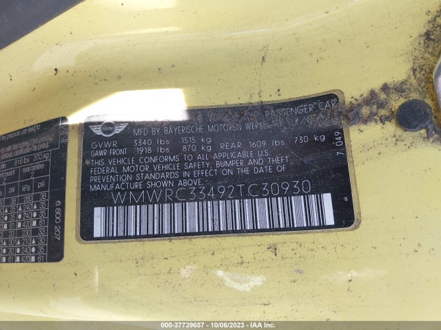2002 MINI COOPER HARDTOP WMWRC33492TC30930 Photo 8