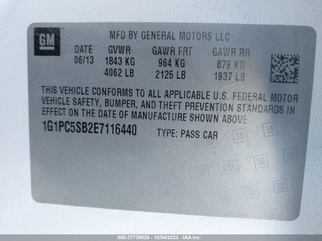 Chevrolet Cruze 1lt 2014 1G1PC5SB2E7116440 Image 9