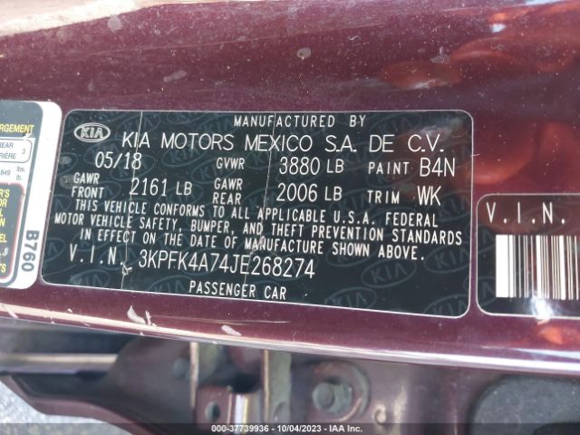 3KPFK4A74JE268274 KIA FORTE LX
