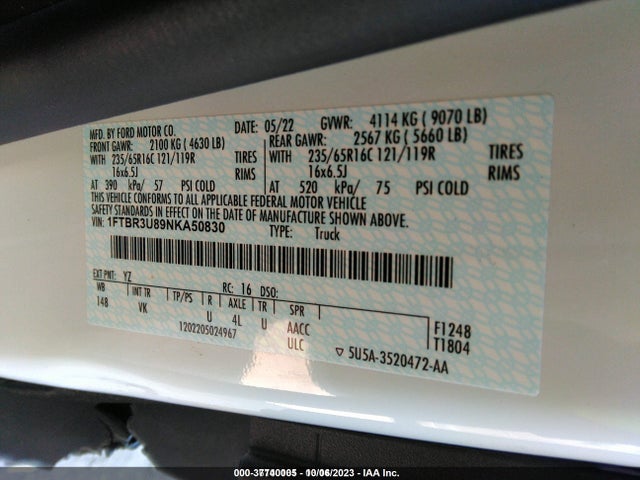 Ford Transit-250 Cargo Van 2022 1FTBR3U89NKA50830 Image 9