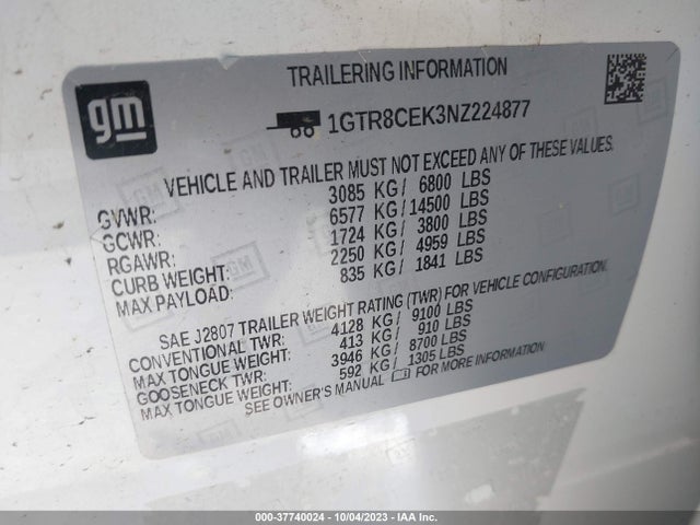 GMC Sierra 1500 Limited Elevation 2022 1GTR8CEK3NZ224877 Image 9