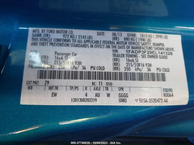 1FADP3F29EL141328 Ford FOCUS SE