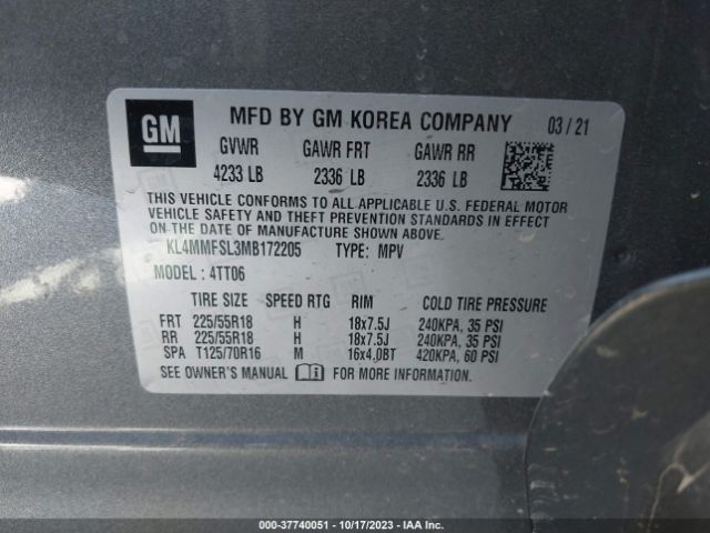 KL4MMFSL3MB172205 Buick Encore Gx Fwd Essence