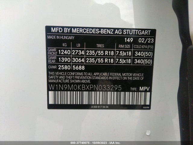 2023 Mercedes-Benz EQB, VIN: W1N9M0KBXPN033295