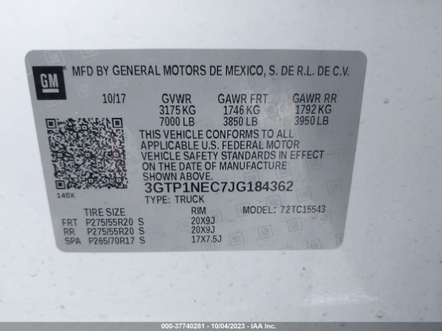 3GTP1NEC7JG184362 GMC Sierra 1500 Slt