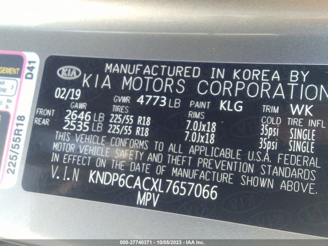 2020 KIA SPORTAGE S VIN: KNDP6CACXL7657066