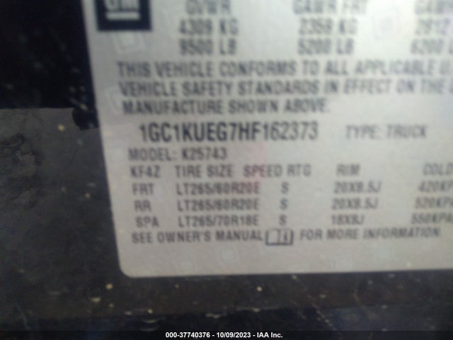 Chevrolet Silverado 2500hd Wt 2017 1GC1KUEG7HF162373 Image 9