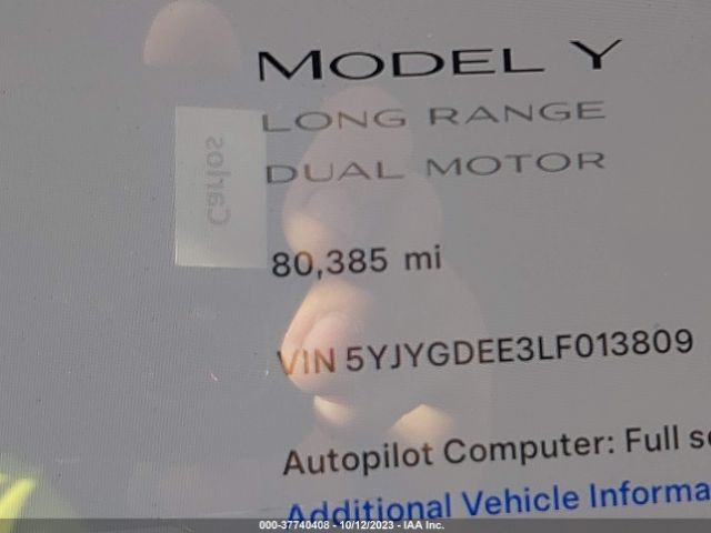 5YJYGDEE3LF013809 Tesla Model Y Long Range