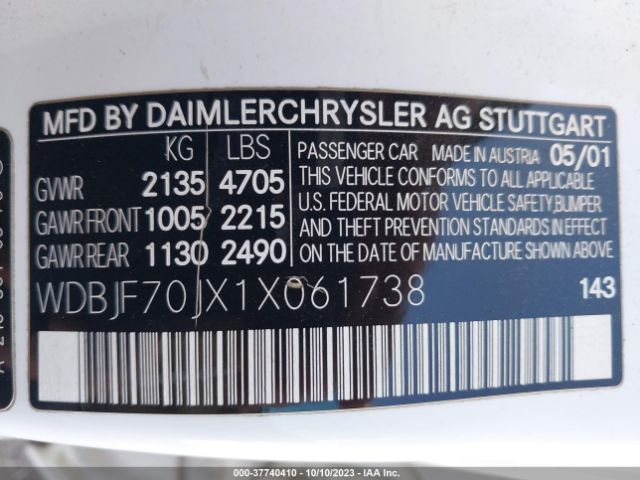 2001 MERCEDES-BENZ E-CLASS WDBJF70JX1X061738 Photo 8