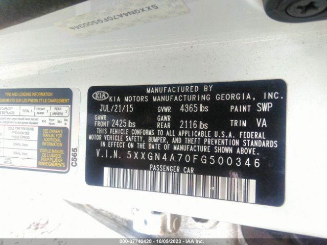 5XXGN4A70FG500346 KIA OPTIMA EX