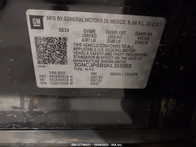 Chevrolet Trax Lt 2019 3GNCJPSB1KL310303 Image 9