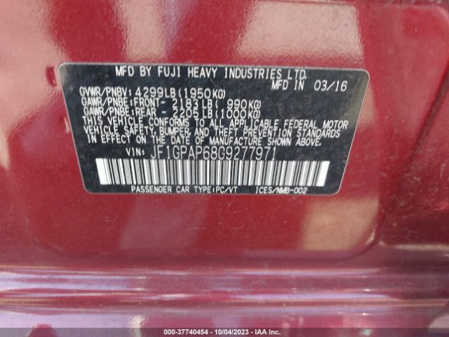 JF1GPAP68G9277971 Subaru Impreza Wagon 2.0i Sport Premium