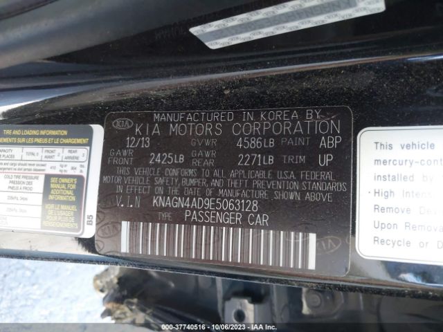 KNAGN4AD9E5063128 KIA Optima Hybrid Ex