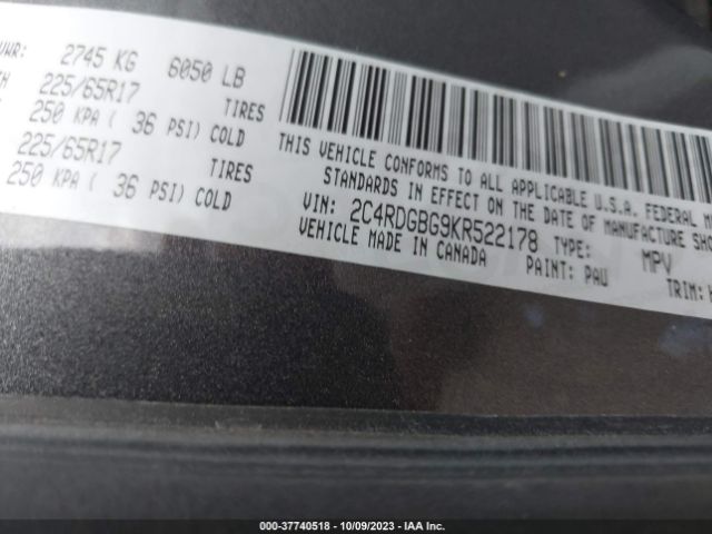 2C4RDGBG9KR522178 Dodge Grand Caravan Se