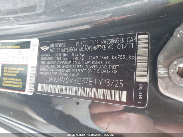 2011 MINI COOPER HARDTOP WMWSV3C57BTY13725 Photo 8