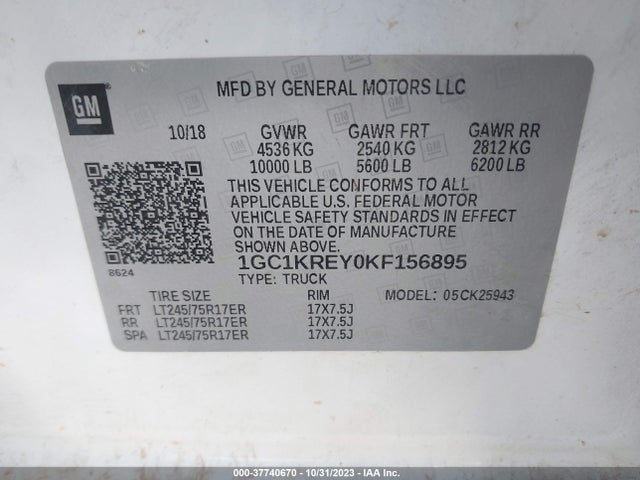Chevrolet Silverado 2500hd Wt 2019 1GC1KREY0KF156895 Image 9