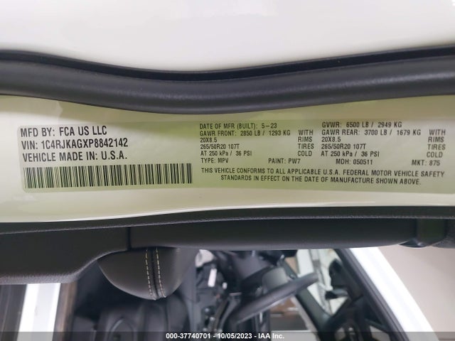 1C4RJKAGXP8842142 Jeep Grand Cherokee L Altitude