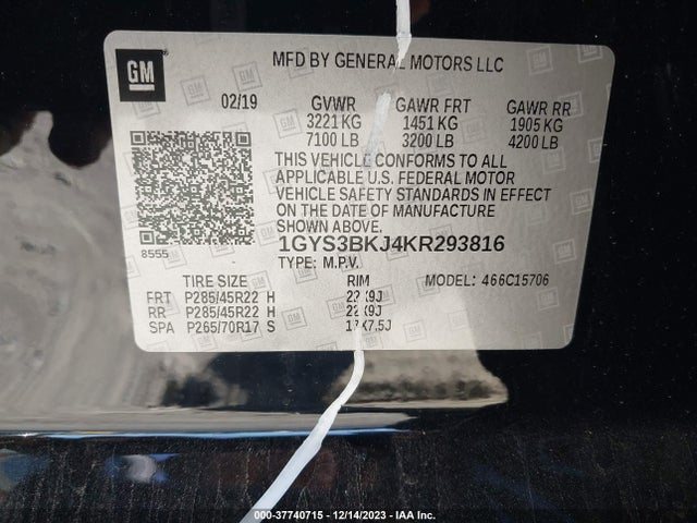 Cadillac Escalade Luxury 2019 1GYS3BKJ4KR293816 Image 9