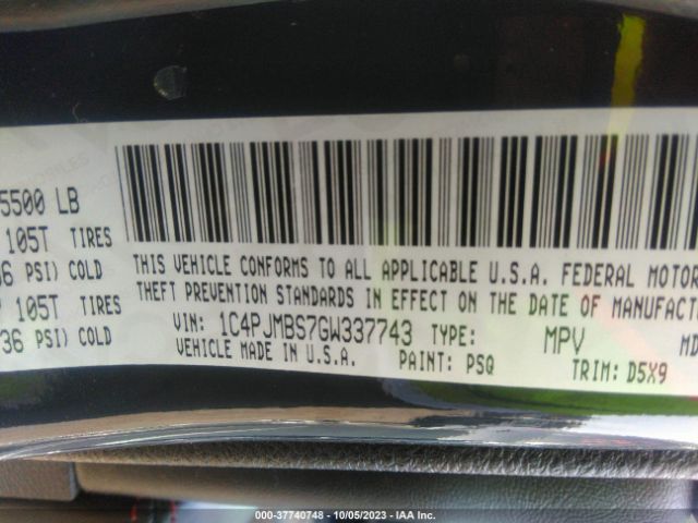 1C4PJMBS7GW337743 Jeep Cherokee Trailhawk