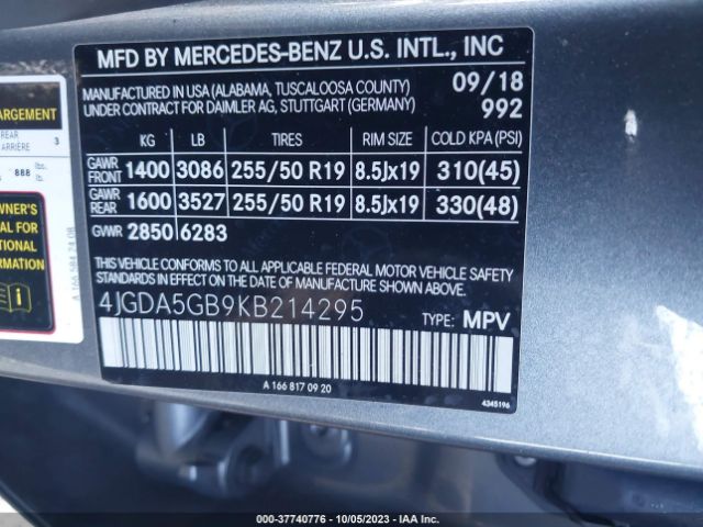 2019 MERCEDES-BENZ GLE 400 4JGDA5GB9KB214295 Photo 8