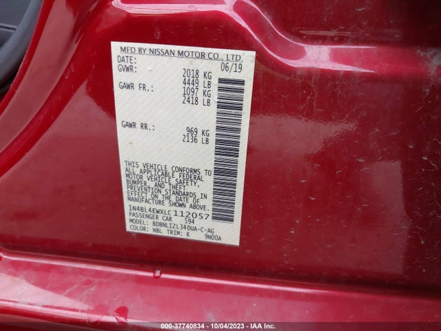 Nissan Altima 2.5 Sl 2020 1N4BL4EWXLC112057 Image 9