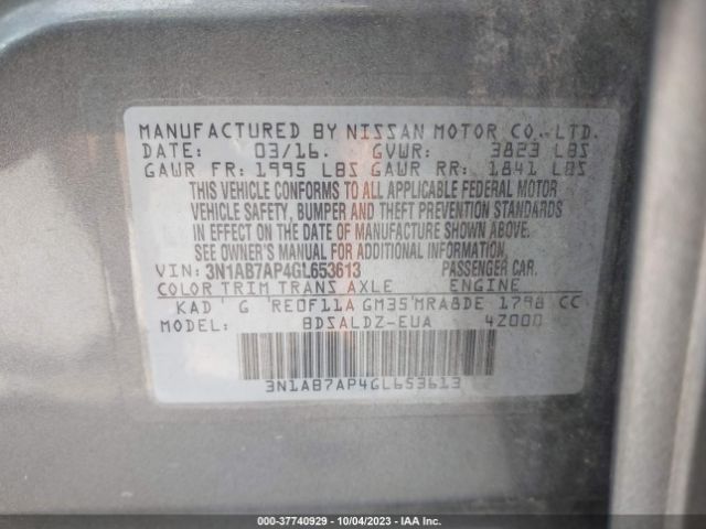 3N1AB7AP4GL653613 Nissan Sentra Sr/sl/s/sv/fe+ S
