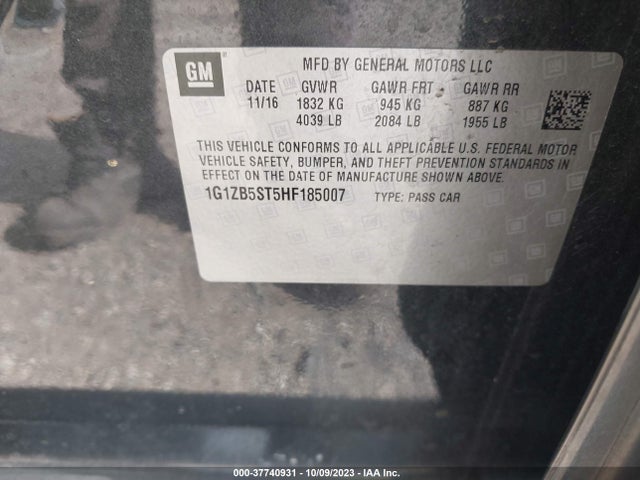 Chevrolet MALIBU LS 2017 1G1ZB5ST5HF185007 Image 9