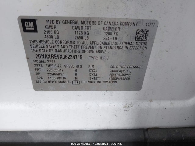 Chevrolet EQUINOX LS 2018 2GNAXREVXJ6234719 Image 9