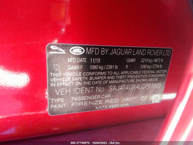 2020 JAGUAR XE R-DYNAMIC S VIN: SAJAT4GX4LCP61608